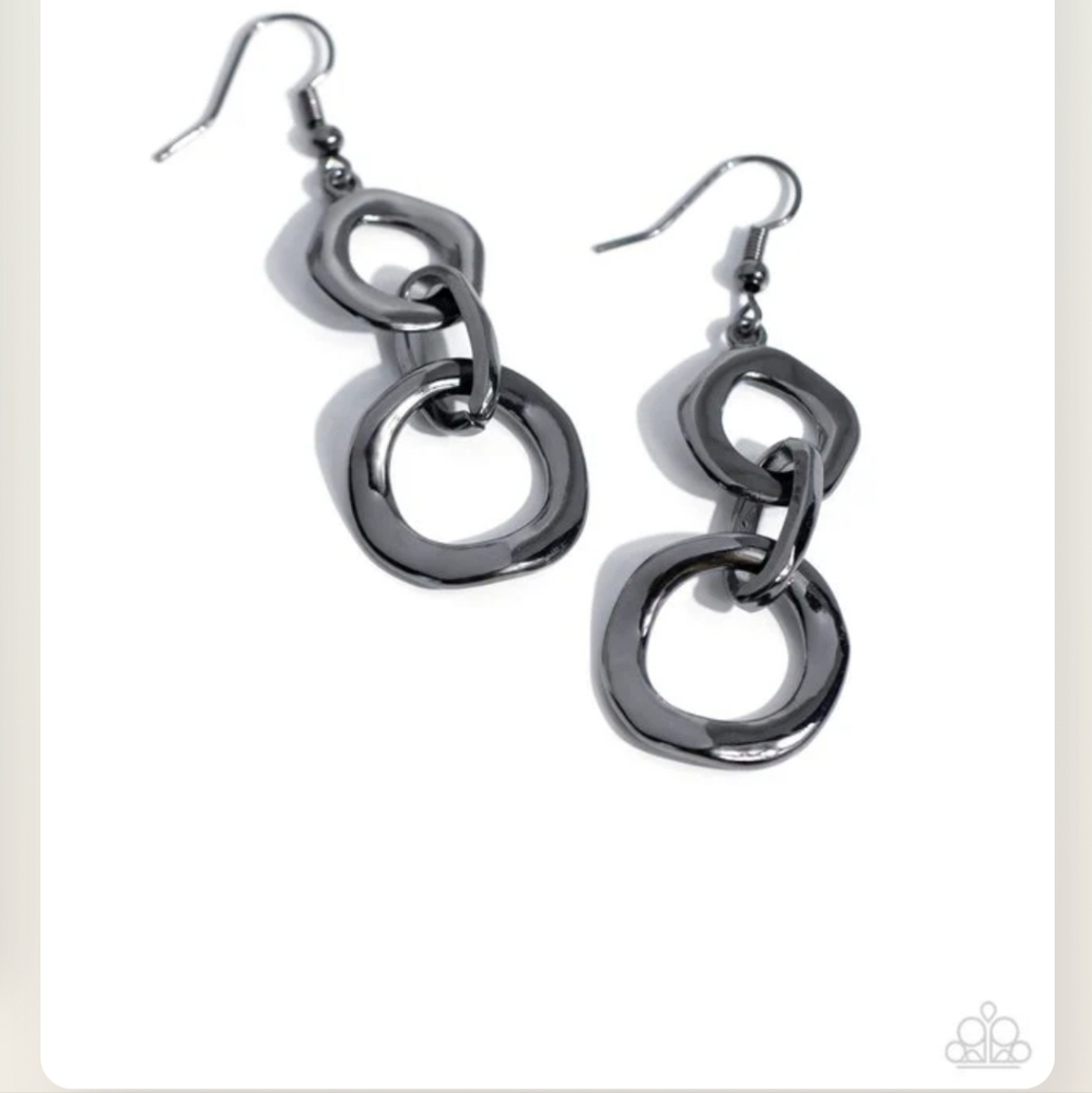 Metro Machinery Black Earring Dangling Fashion Jewelry Paparazzi